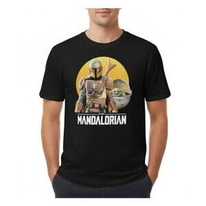 Star Wars the Mandalorian T-shirt Mens XL Short Sleeve Crew Neck Black Adult Tee